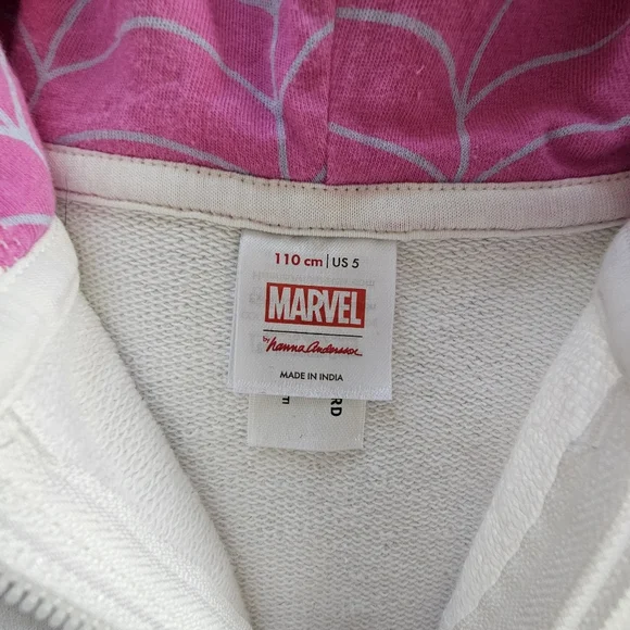 Hanna Andersson X Marvel Spider Gwen Full-zip Hoodie Sweatshirt, Size 110/5 - Picture 3 of 4